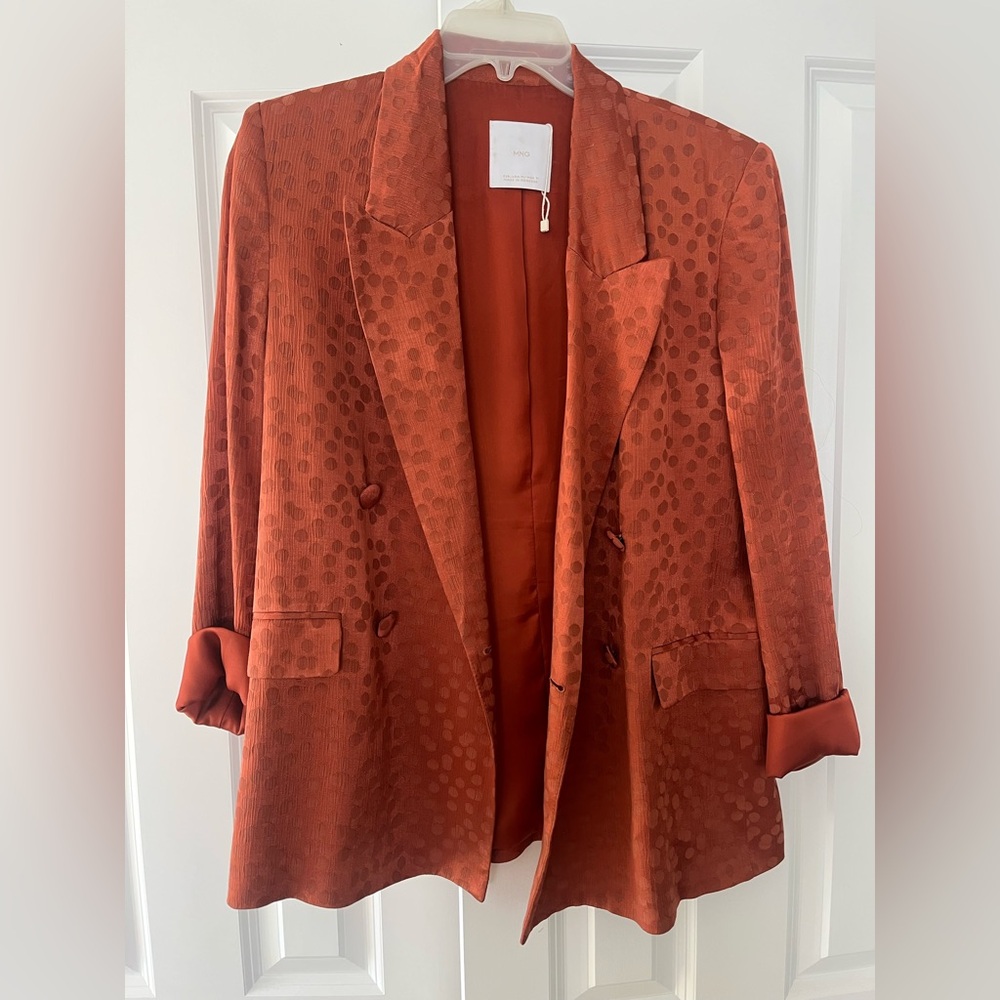Mango Satin Printed Blazer M - Picture 5 of 7